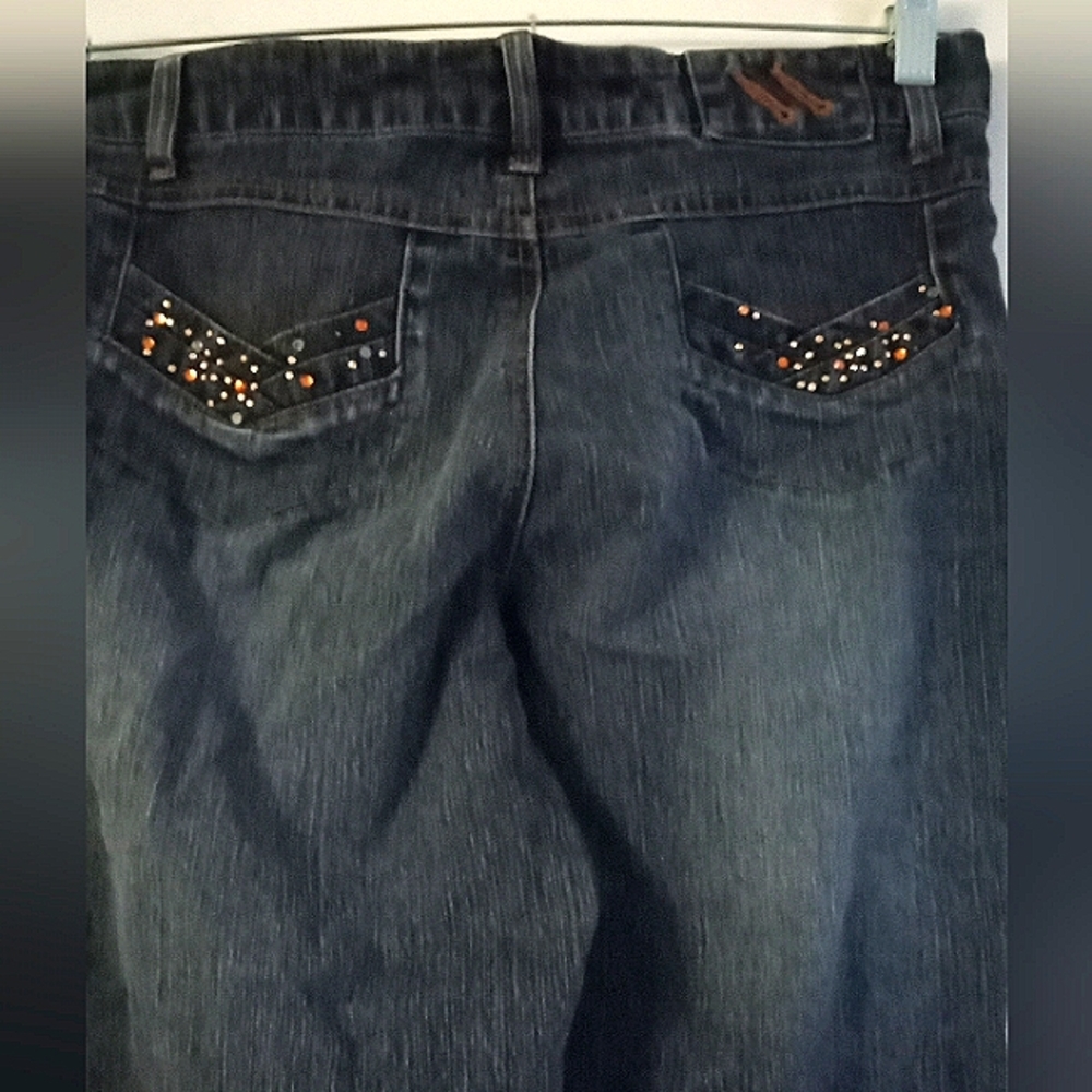 Jamie Nicole Rhinestones Decorated Whiskered Jeans - Size: 7/8